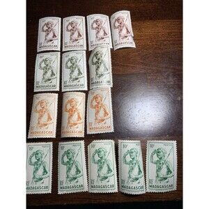 15, 1946 Vintage African & Madagascar Postage Stamps w/Togo, Somalia, Angola